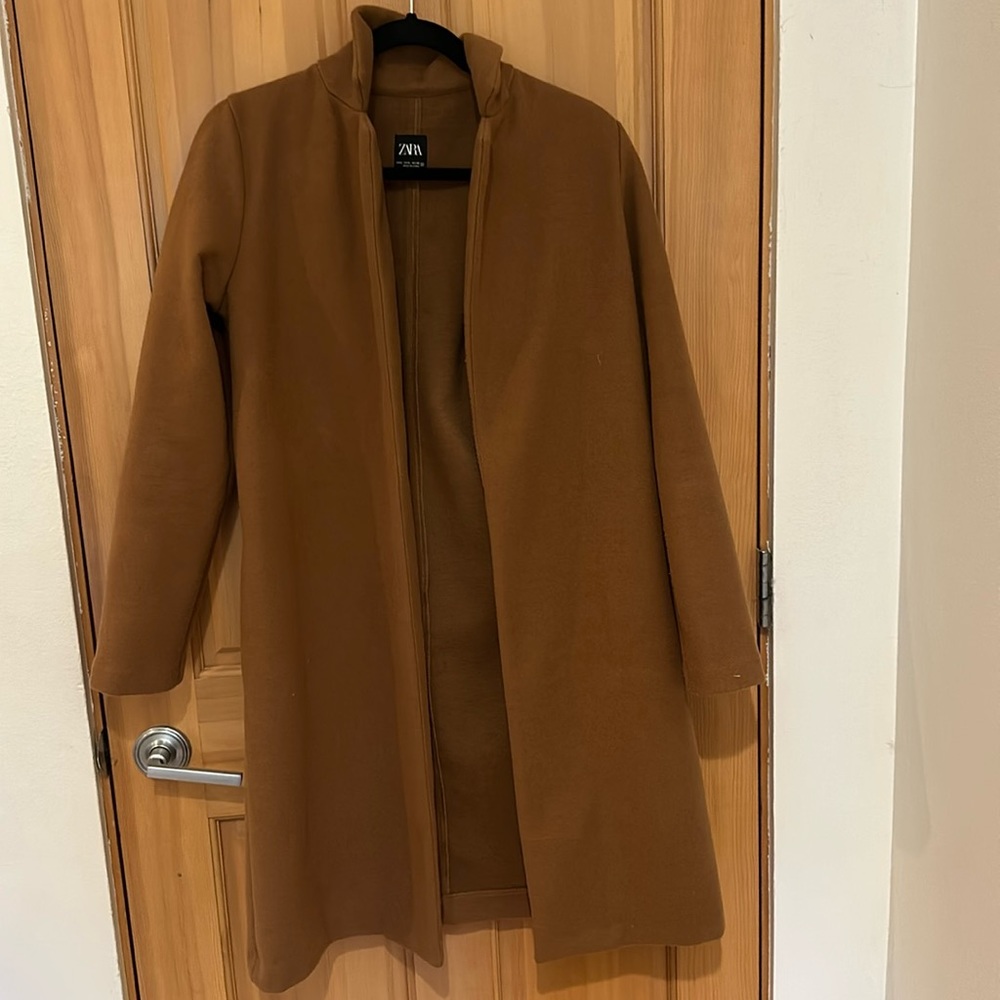 Zara pre owned camel jacket size small